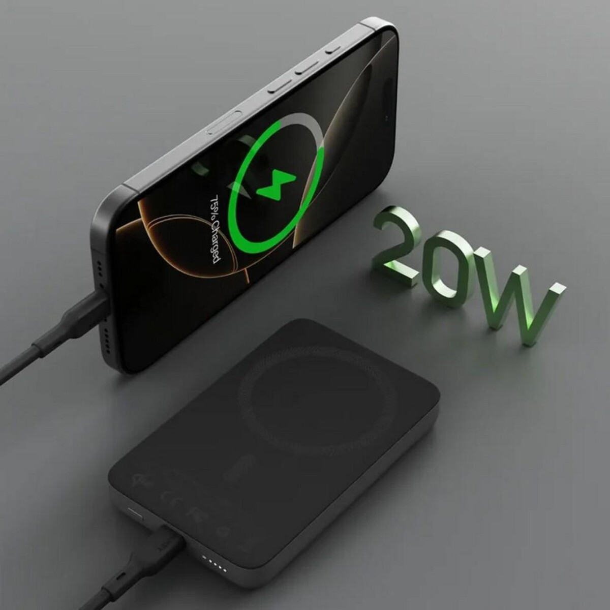 Powerbanki z logo – magnetyczny, bezprzewodowy power bank 10000 mah aukey VAM12-03_ATM05 Magnetyczny, bezprzewodowy power bank 10000 mAh Aukey VAM12-03_ATM05