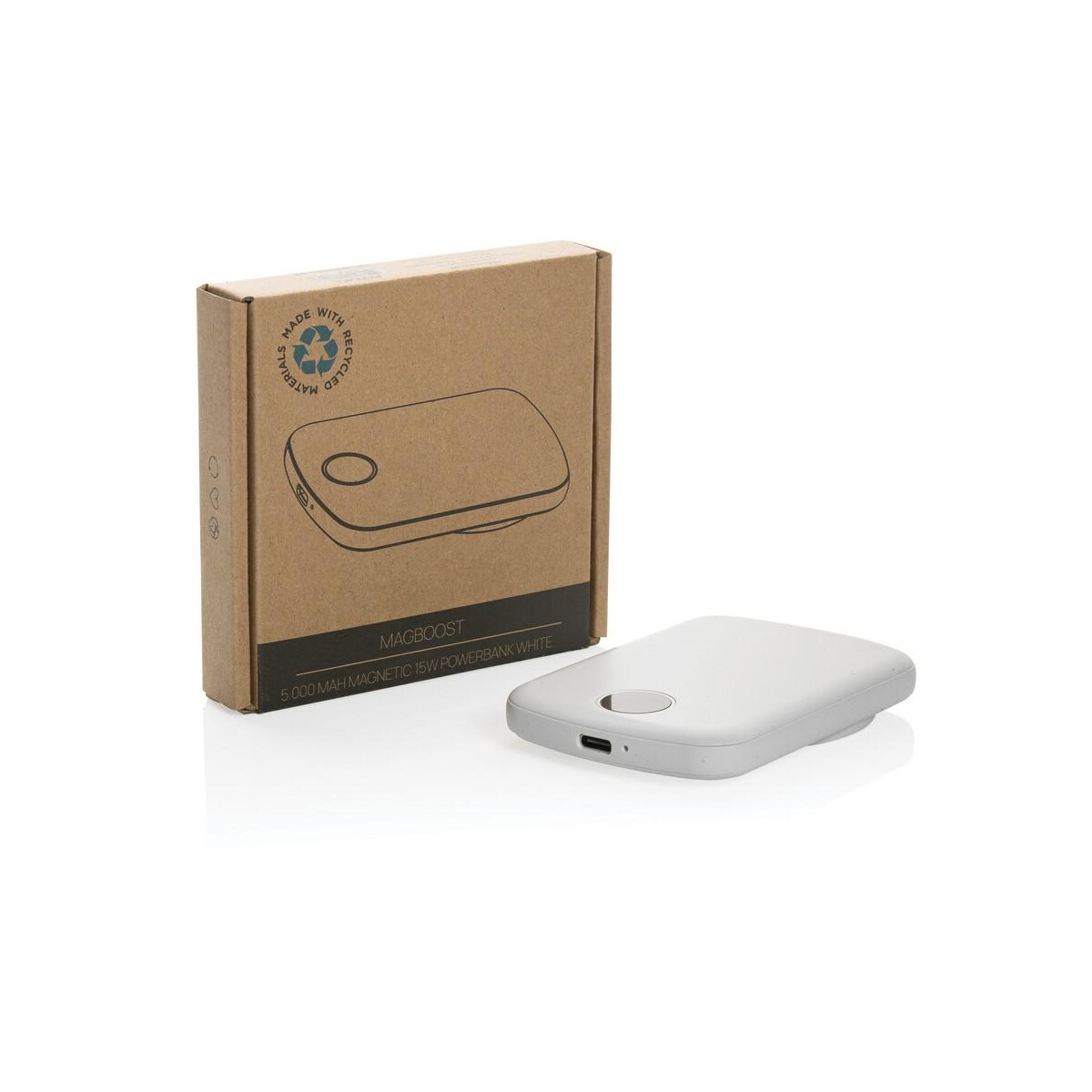 Powerbanki z logo – magnetyczny bezprzewodowy power bank 5000 mah magboost P322.413__P_500 Magnetyczny bezprzewodowy power bank 5000 mAh MagBoost P322.413__P_500
