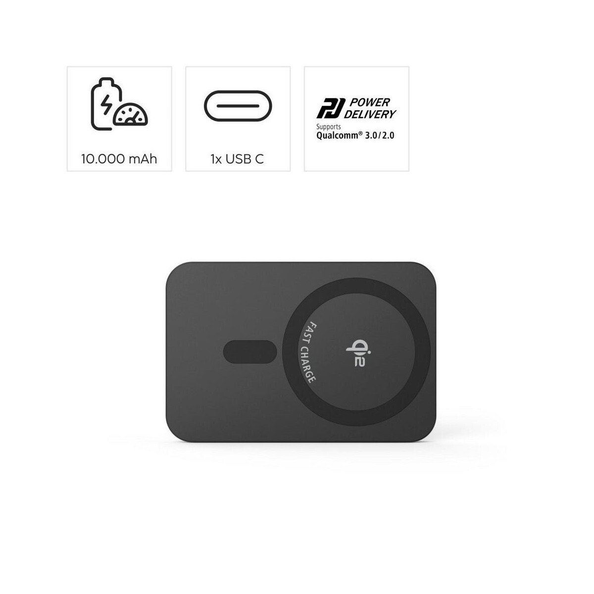 Powerbanki z logo – magnetyczny power bank 10000 mah hama VH037-03_AAB02 Magnetyczny power bank 10000 mAh Hama VH037-03_AAB02