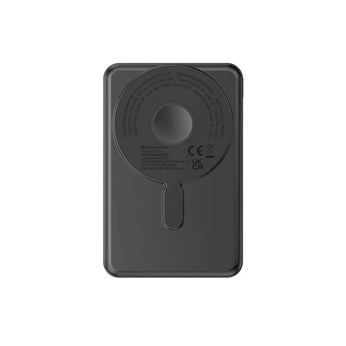Powerbanki z logo – magnetyczny power bank 5000 mah urban vitamin redwood P322.7101__B_15 Magnetyczny power bank 5000 mAh Urban Vitamin Redwood P322.7101__B_15