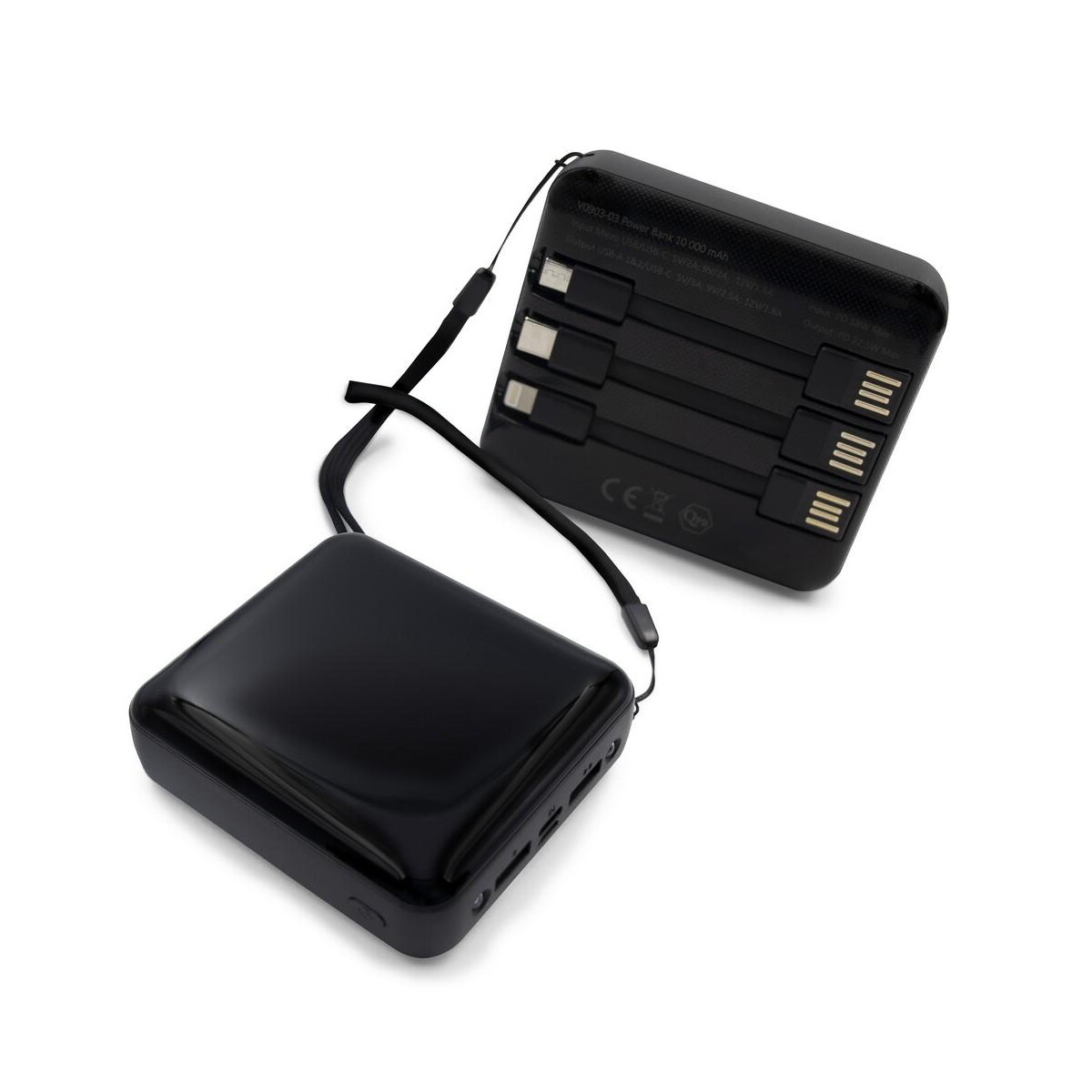 Powerbanki z logo – power bank 10000 mah, 3 kable do ładowania w komplecie | tim V0903-03_AAA02 Power bank 10000 mAh, 3 kable do ładowania w komplecie | Tim V0903-03_AAA02