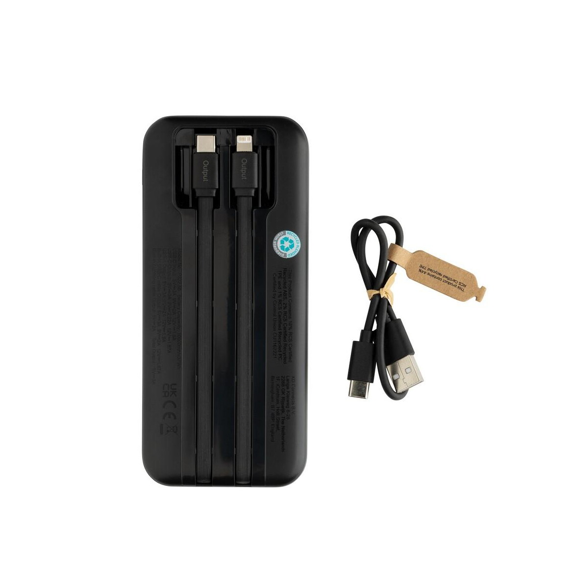 Powerbanki z logo – power bank 10000 mah ze zintegrowanymi kablami turbopack P322.5801__B_3 Power bank 10000 mAh ze zintegrowanymi kablami Turbopack P322.5801__B_3