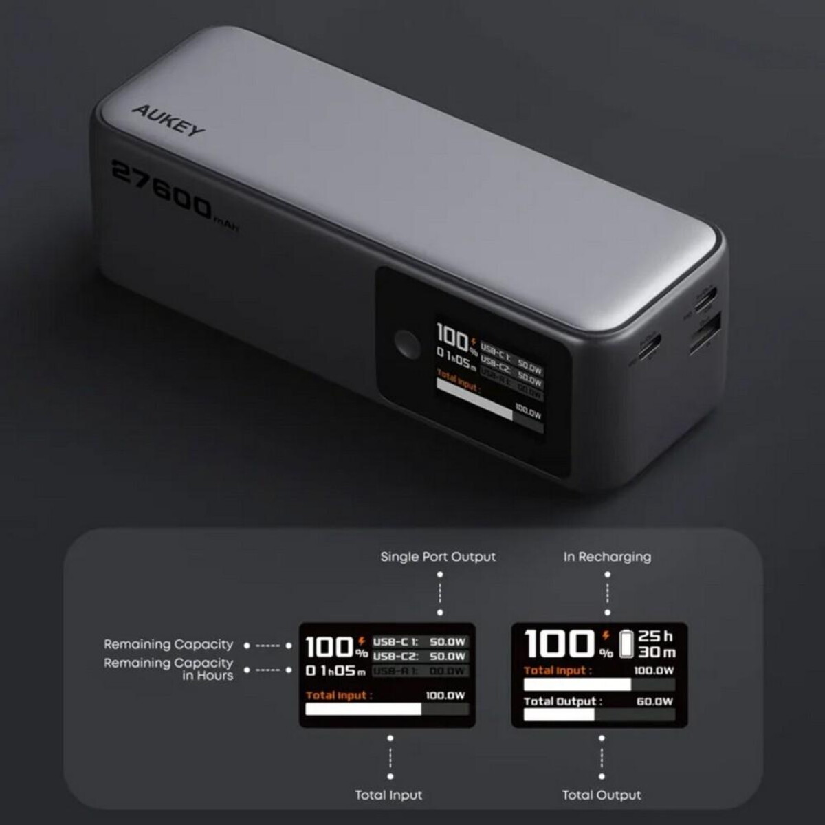 Powerbanki z logo – power bank 27600 mah, 140 w, aukey VAM15-32_ATM02 Power bank 27600 mAh, 140 W, Aukey VAM15-32_ATM02