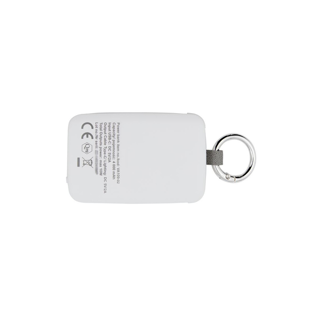 Powerbanki z logo – power bank 4000 mah, karabińczyk i lampka 1w | dimetrice VA109-02_IUN01 Power bank 4000 mAh, karabińczyk i lampka 1W | Dimetrice VA109-02_IUN01