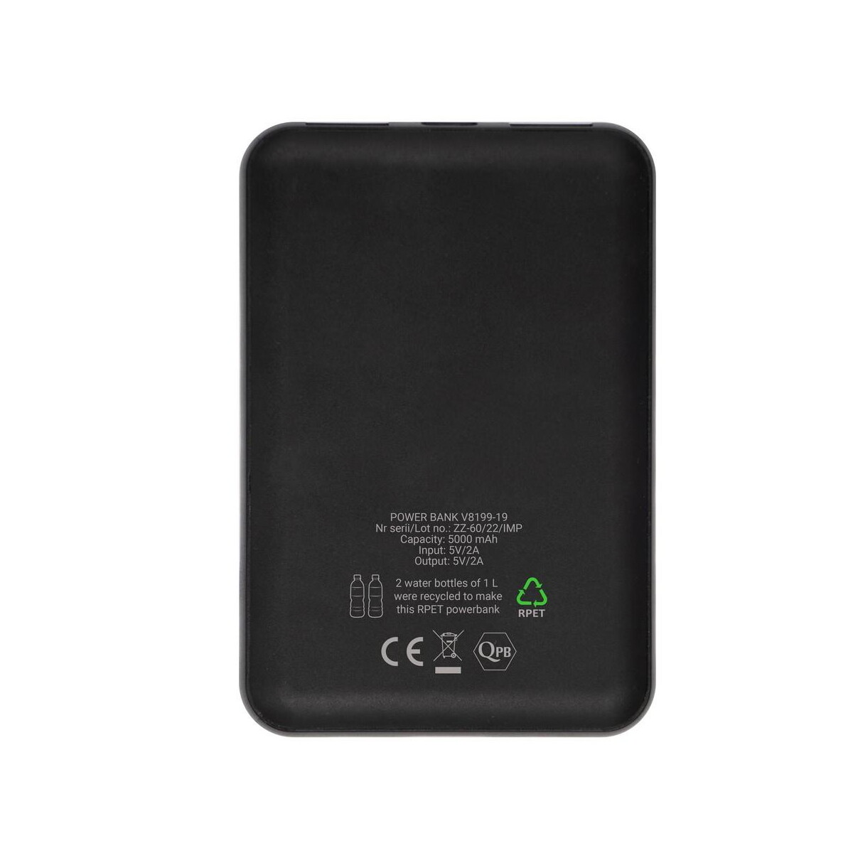 Powerbanki z logo – power bank 5000 mah rpet | russo V8199-19_IBK01 Power bank 5000 mAh RPET | Russo V8199-19_IBK01