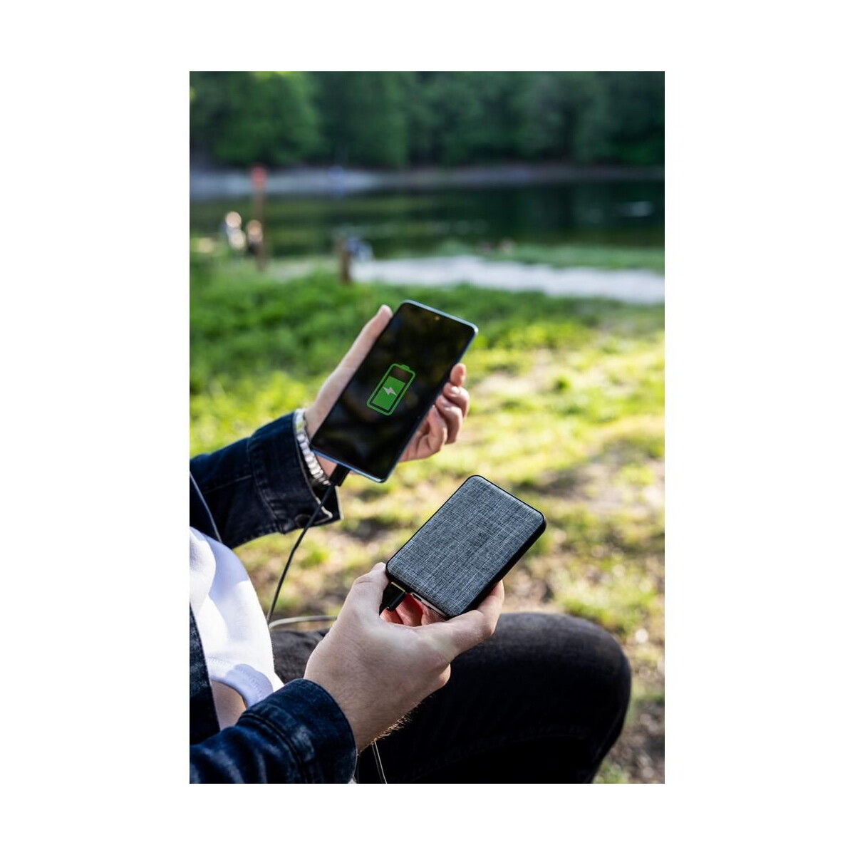 Powerbanki z logo – power bank 5000 mah rpet | russo V8199_B Power bank 5000 mAh RPET | Russo V8199_B