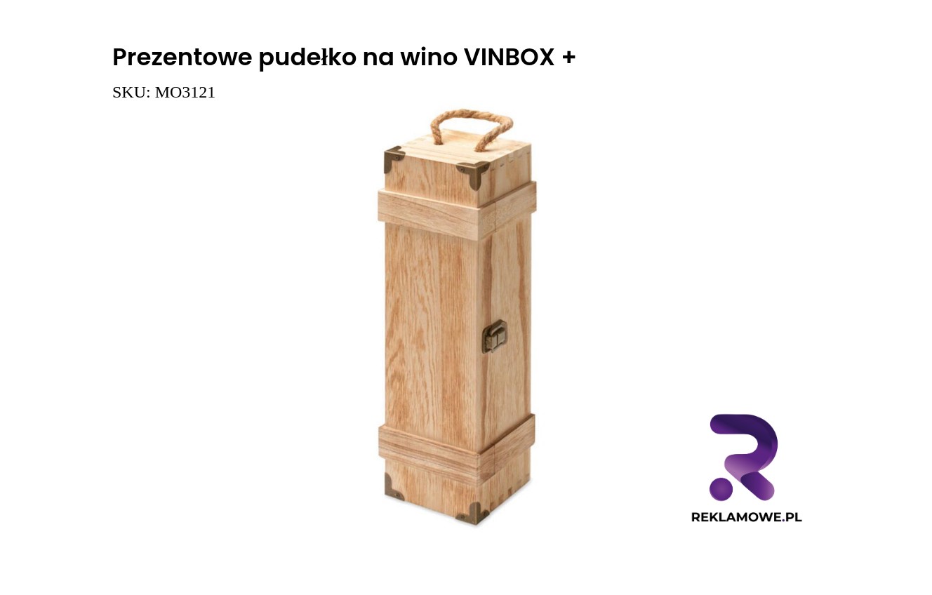 Prezentowe pudełko na wino VINBOX Plus - eleganckie opakowanie na butelkę wina