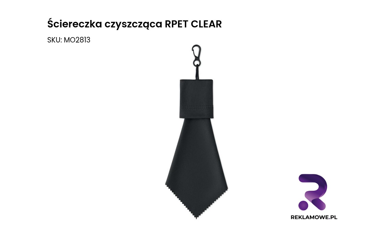 Ściereczka czyszcząca RPET CLEAR Ściereczka czyszcząca RPET CLEAR wielokrotnego użytku do czyszczenia ekranów i okularów