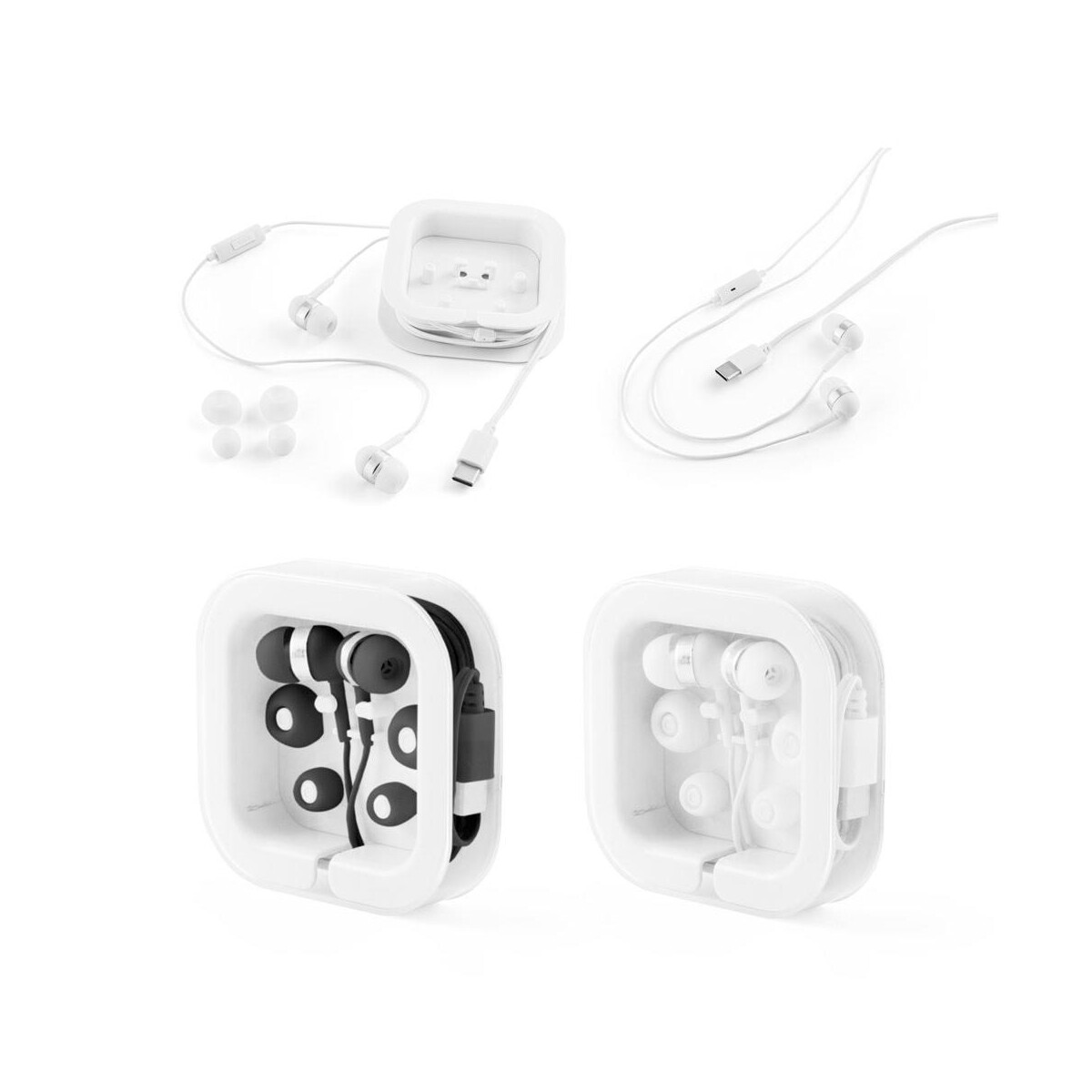 PRESLEY. Słuchawki douszne z 1.2-metrowym kablem USB-C i wbudowanym mikrofonem ABS 97139_set