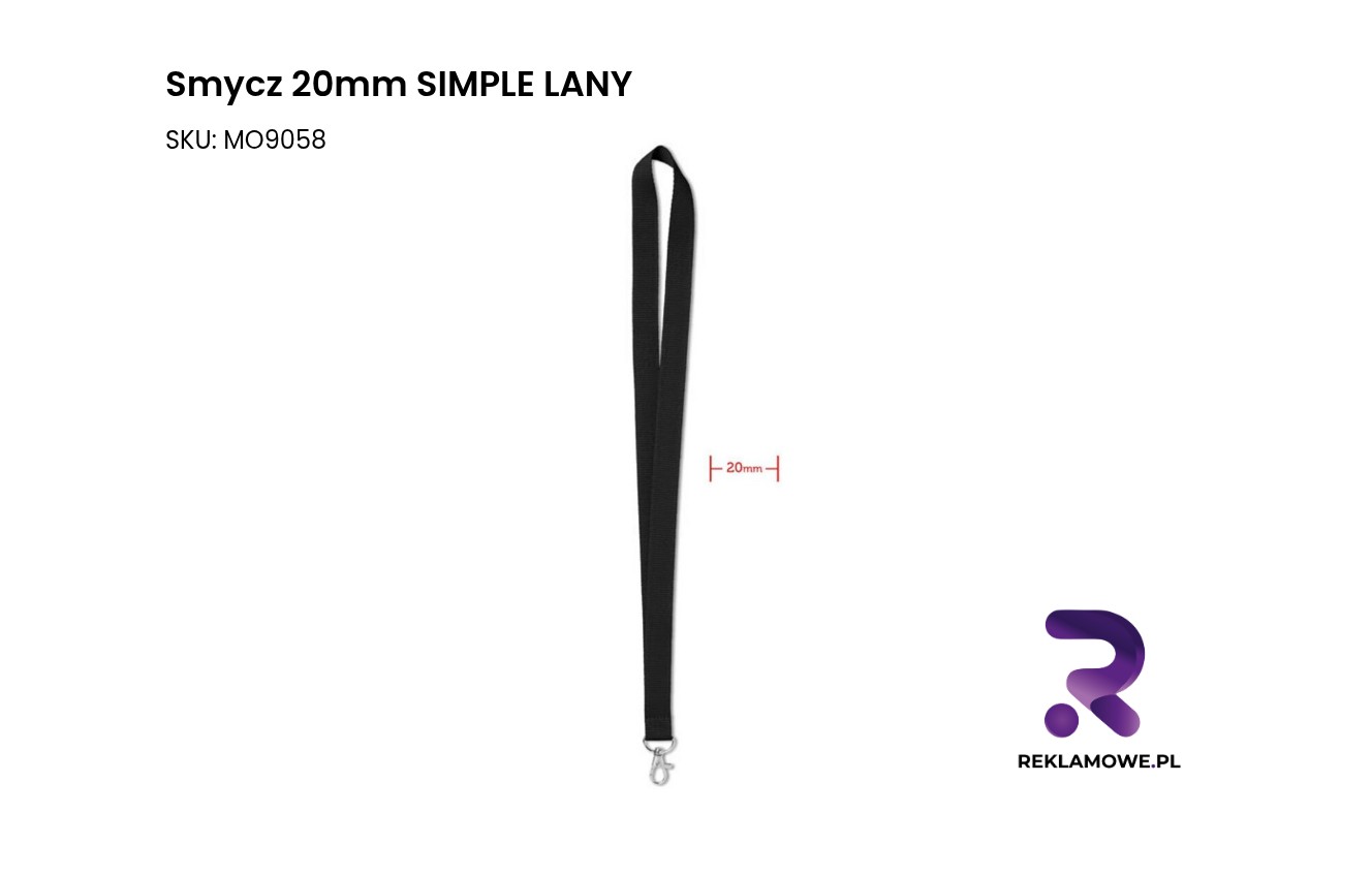 Smycz 20 mm SIMPLE LANY - wytrzymała smycz do kluczy i identyfikatora