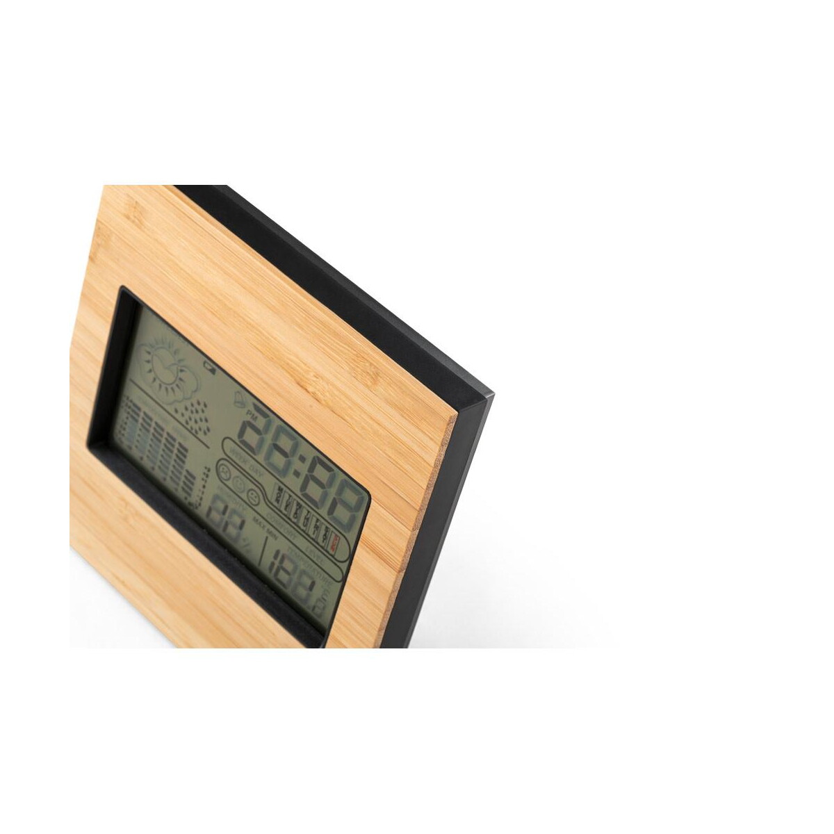 Stacje pogodowe z logo – bromley. biurkowa stacja pogodowa z ekranem lcd z abs i bambusa 97099_103-c BROMLEY. Biurkowa stacja pogodowa z ekranem LCD z ABS i bambusa 97099_103-c