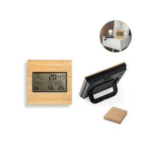 BROMLEY. Biurkowa stacja pogodowa z ekranem LCD z ABS i bambusa 97099_set