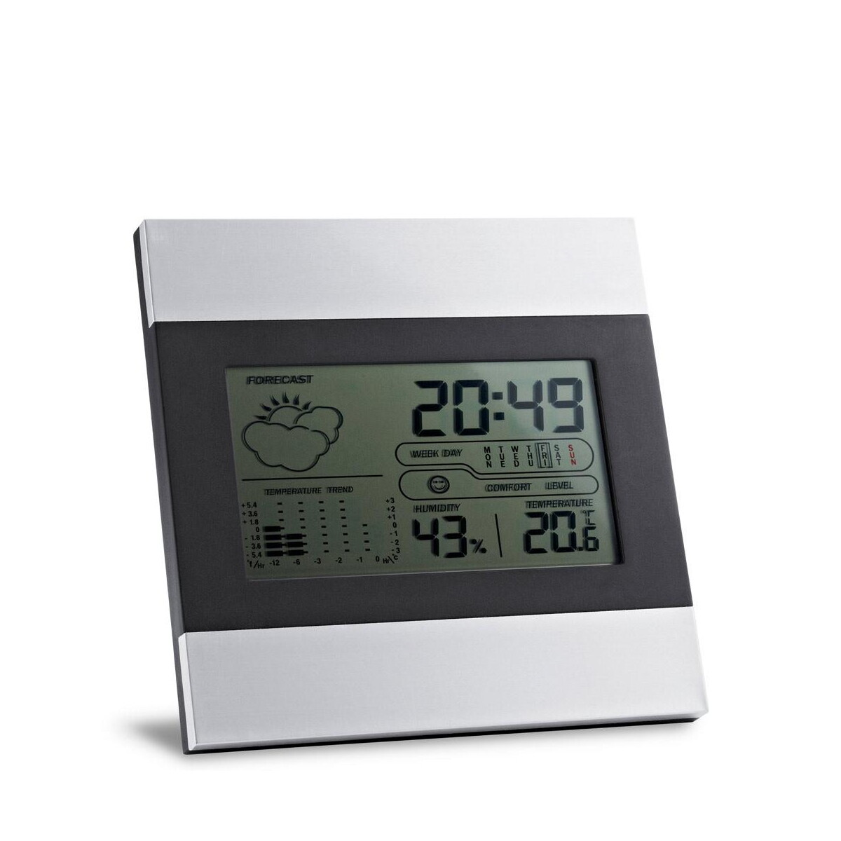 Stacje pogodowe z logo – dene. biurkowa stacja pogodowa z ekranem lcd z aluminium i abs 97070_127 DENE. Biurkowa stacja pogodowa z ekranem LCD z aluminium i ABS 97070_127