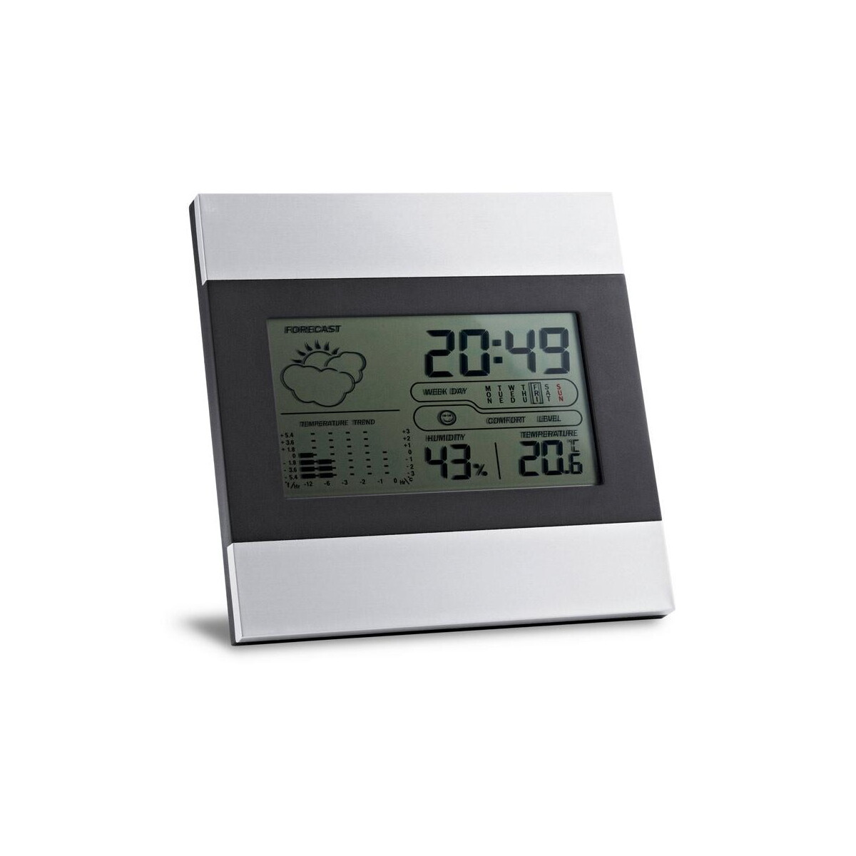 DENE. Biurkowa stacja pogodowa z ekranem LCD z aluminium i ABS 97070_set