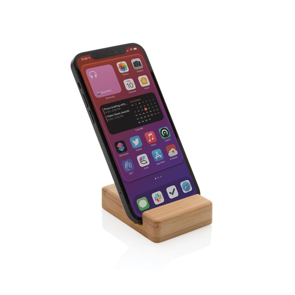 Stojaki na telefon z logo – bambusowy stojak na telefon p301.359__b_2 Bambusowy stojak na telefon p301.359__b_2