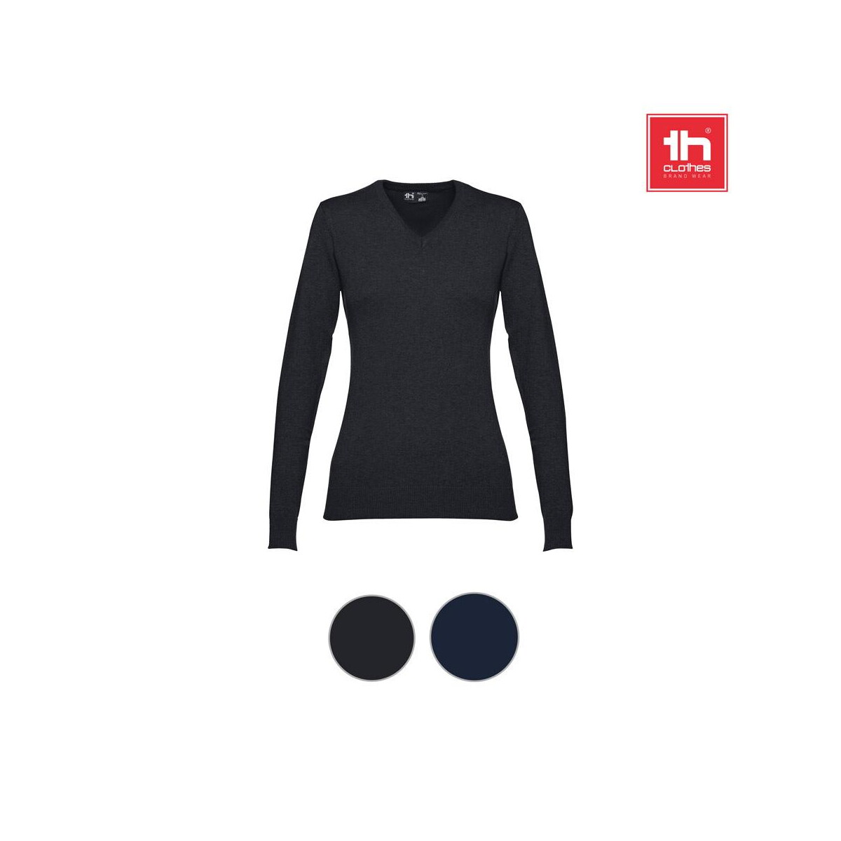 Swetry z logo – thc milan women. damski sweter z dekoltem v-neck z bawełny i poliamidu 30150_a THC MILAN WOMEN. Damski sweter z dekoltem V-neck z bawełny i poliamidu 30150_a