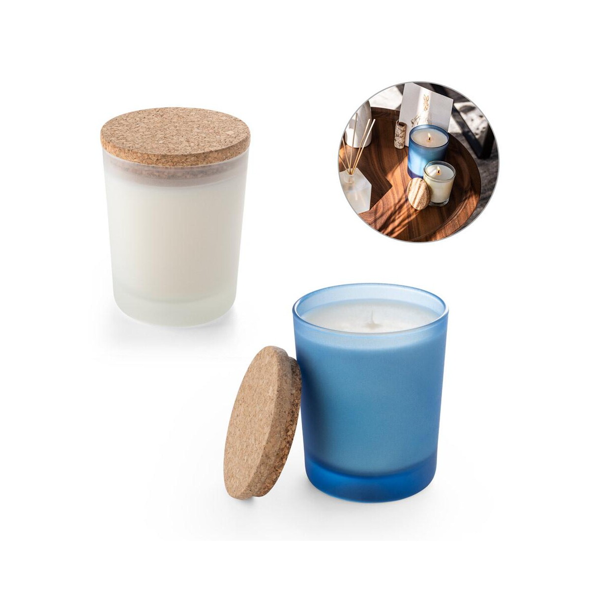 Świece z logo – duval. świeca zapachowa w szklanym pojemniku z cork pokrywką 180 g 95075_set DUVAL. Świeca zapachowa w szklanym pojemniku z cork pokrywką 180 g 95075_set