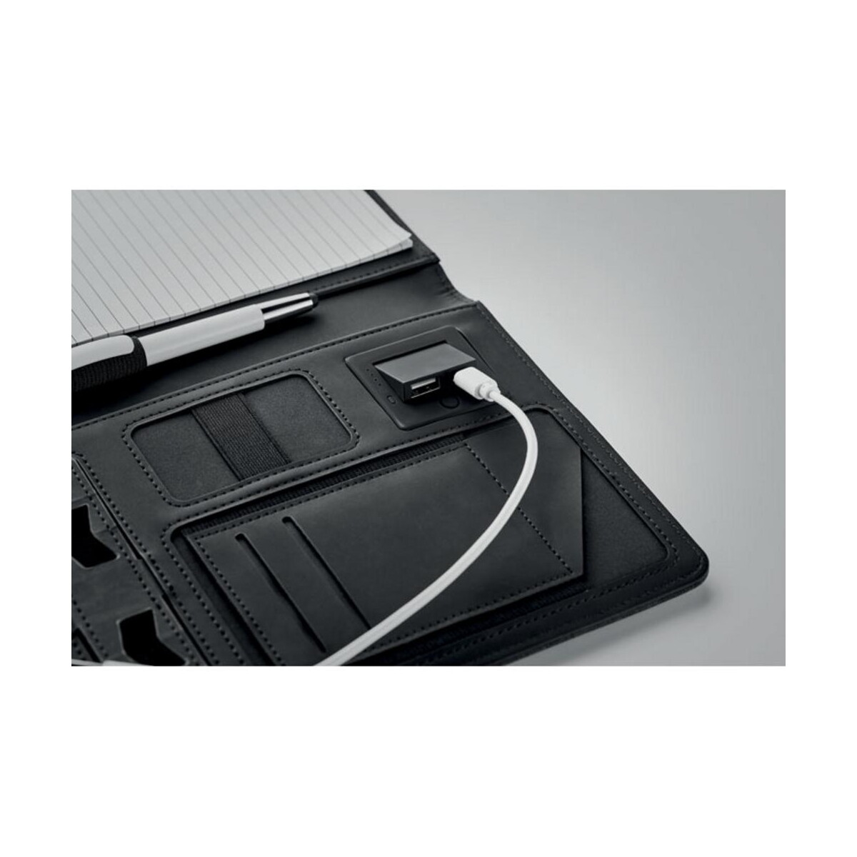 Teczki z logo – teczka a5 z powerbankiem powernoty mo9231-03-open Teczka A5 z powerbankiem POWERNOTY mo9231-03-open