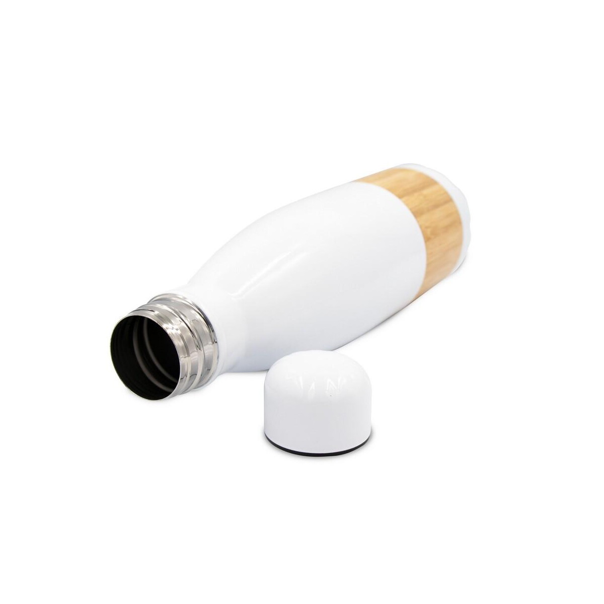 Termosy z logo – butelka termiczna 500 ml z bambusowym elementem | blake V4855-02_AAA02 Butelka termiczna 500 ml z bambusowym elementem | Blake V4855-02_AAA02