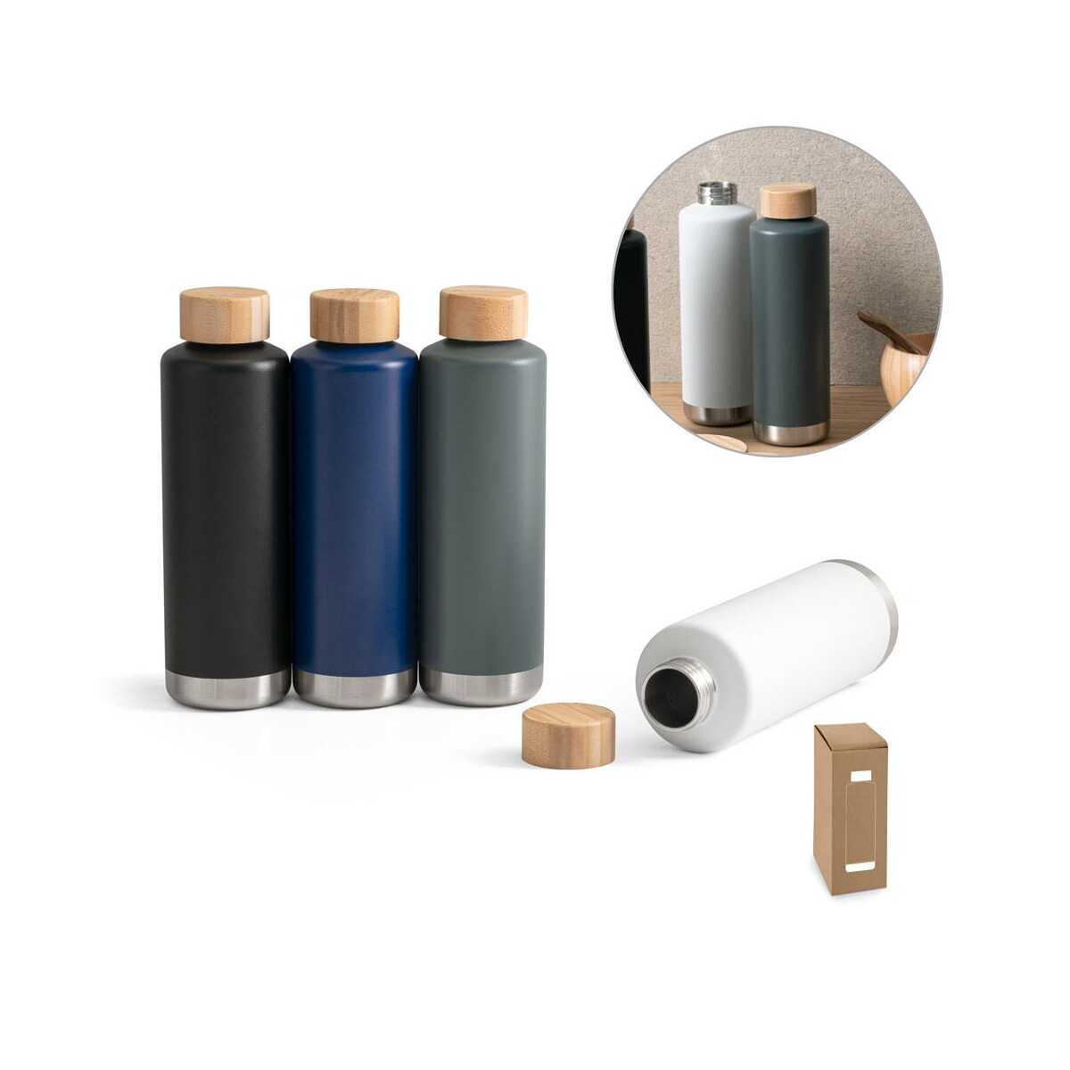 Termosy z logo – norre bottle. termos ze stali nierdzewnej 640 ml 94662_set NORRE BOTTLE. Termos ze stali nierdzewnej 640 mL 94662_set