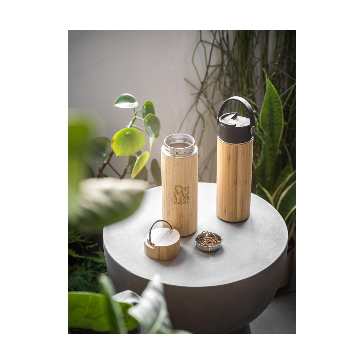 Termosy z logo – sow. termos z bambusa i stali nierdzewnej 440 ml 94239_amb SOW. Termos z bambusa i stali nierdzewnej 440 ml 94239_amb