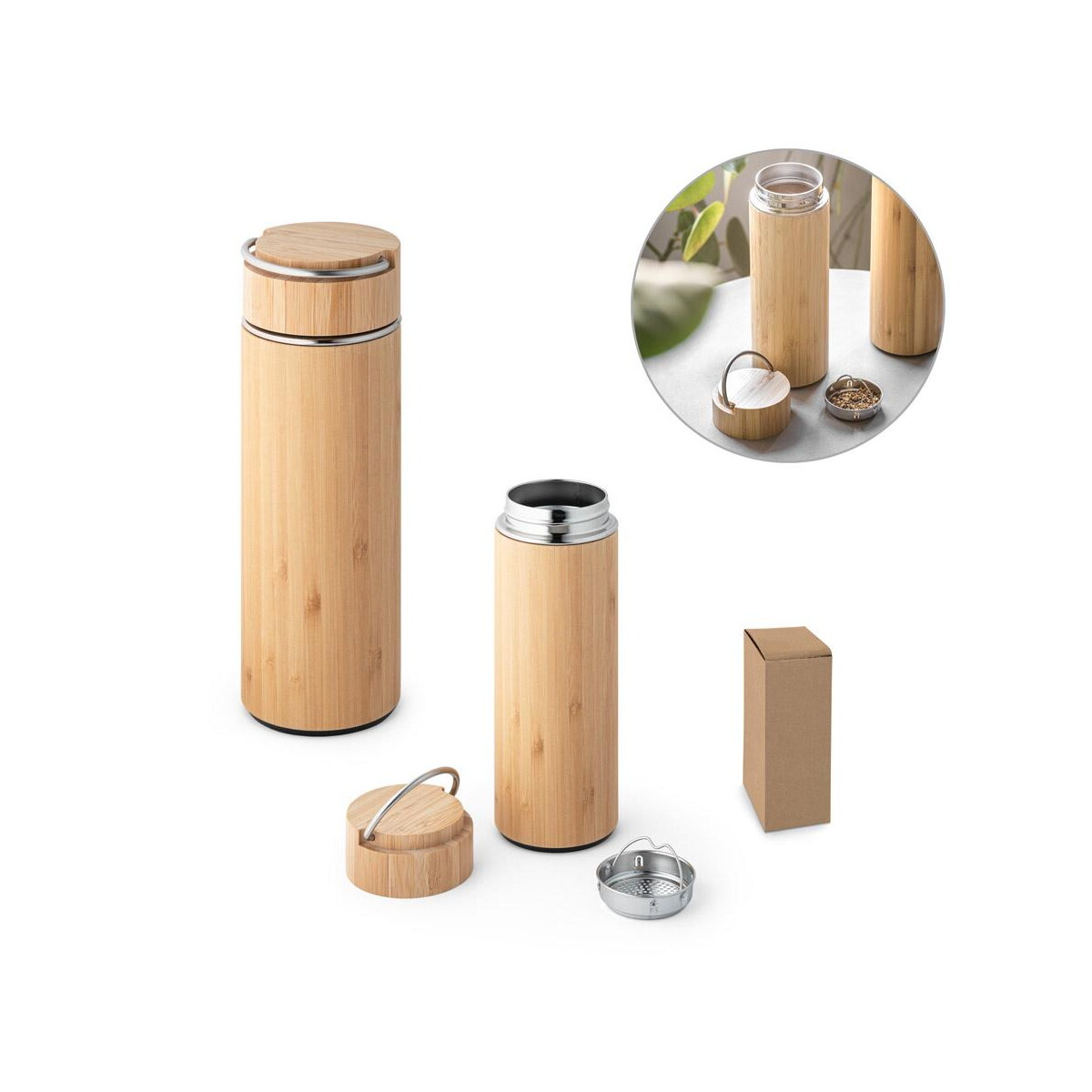 Termosy z logo – sow. termos z bambusa i stali nierdzewnej 440 ml 94239_set SOW. Termos z bambusa i stali nierdzewnej 440 ml 94239_set