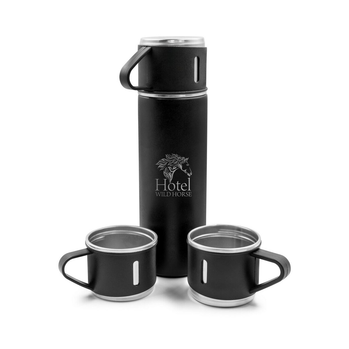 Termosy z logo – termos 420 ml i 3 kubki 150 ml | quavean VA117-03_ILG02 Termos 420 ml i 3 kubki 150 ml | Quavean VA117-03_ILG02