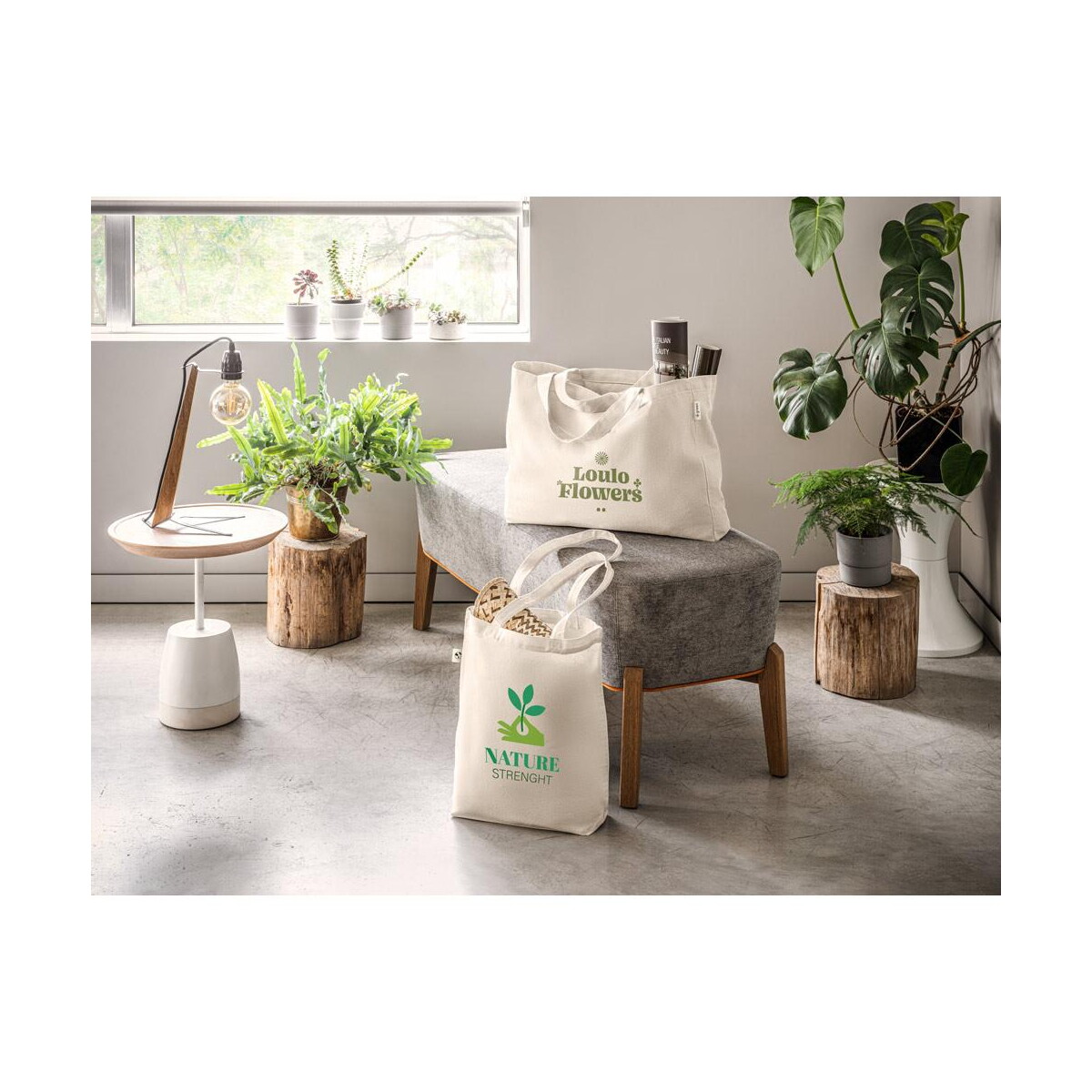 Torby bawełniane z logo – harbor. torba wykonana w bawełny pochodzącej z recyklingu (70%) i poliestru (30% rpet) (280 g/m²) 92397_amb HARBOR. Torba wykonana w bawełny pochodzącej z recyklingu (70%) i poliestru (30% rPET) (280 g/m²) 92397_amb