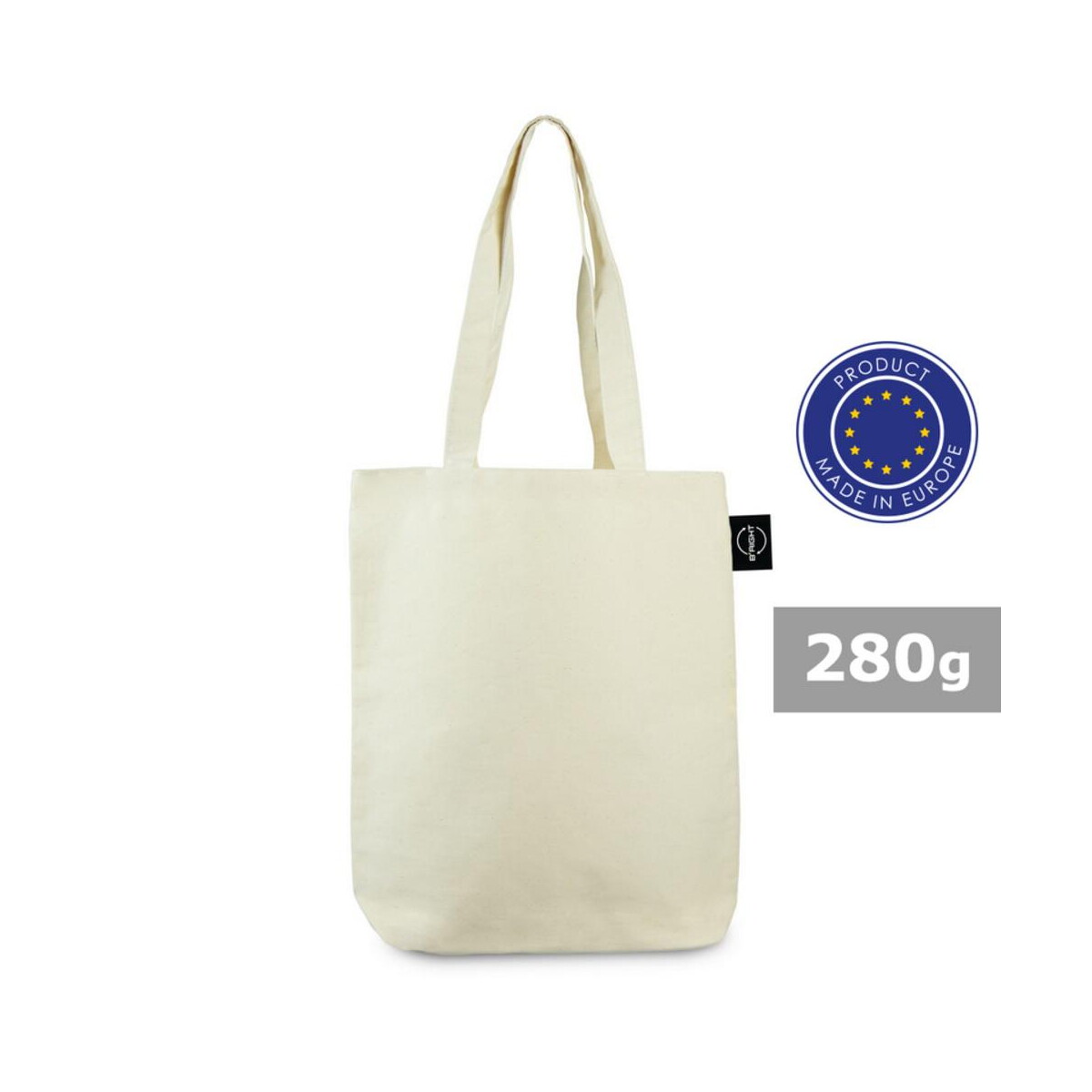 Torby bawełniane z logo – torba bawełniana na zakupy b’right | clem V4868-20_AAA00 Torba bawełniana na zakupy B'RIGHT | Clem V4868-20_AAA00
