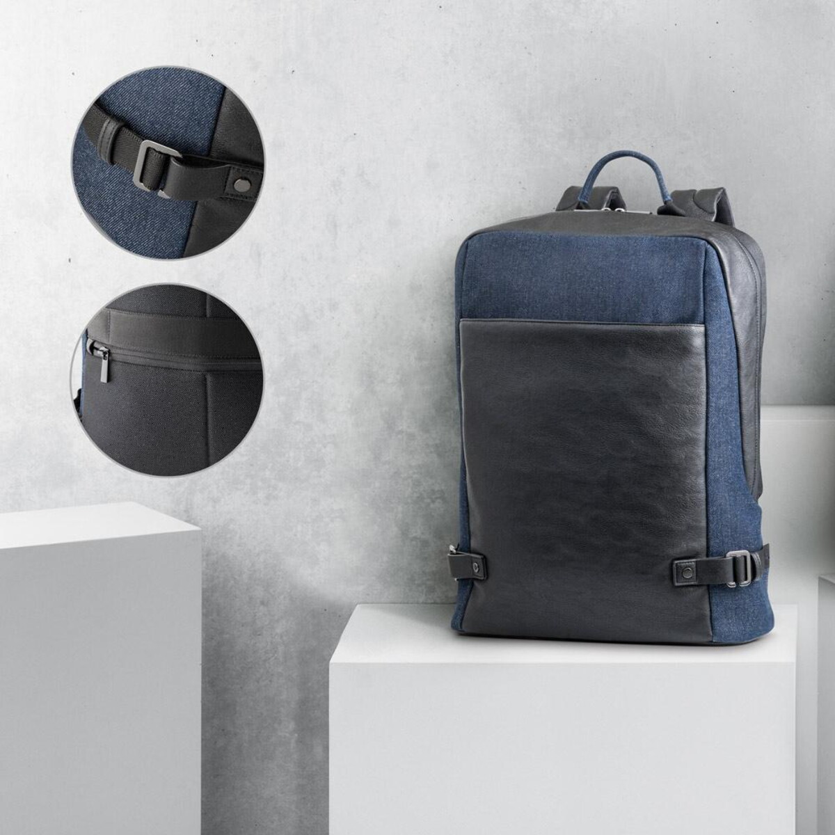 DIVERGENT BACKPACK I. Plecak na laptopa do 15.6'' z dżinsu i PU 92189_set