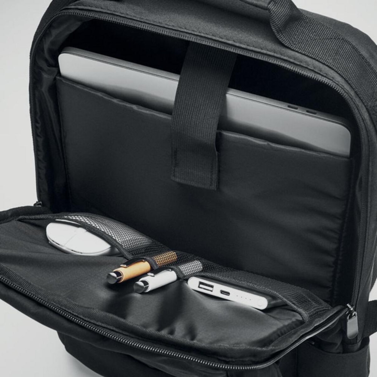 Torby na laptopa z logo – plecak na komputer z 300d rpet singapore mo6329-03-open Plecak na komputer z 300D RPET SINGAPORE mo6329-03-open