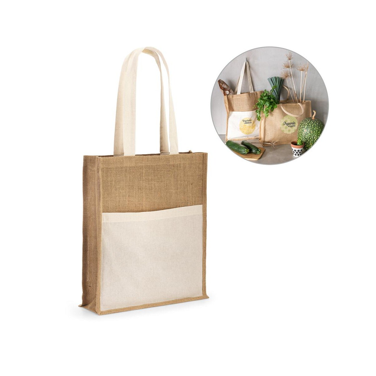 BRAGA. Jutowa torba(240 g/m²) z kieszenią ze 100% bawełny (140 gm²) 92823_set