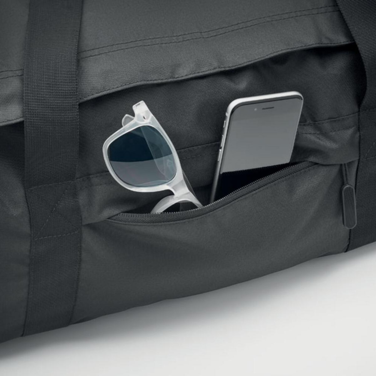 Torby sportowe z logo – duża torba sportowa 300d rpet valley duffle mo2053-03-open Duża torba sportowa 300D RPET VALLEY DUFFLE mo2053-03-open