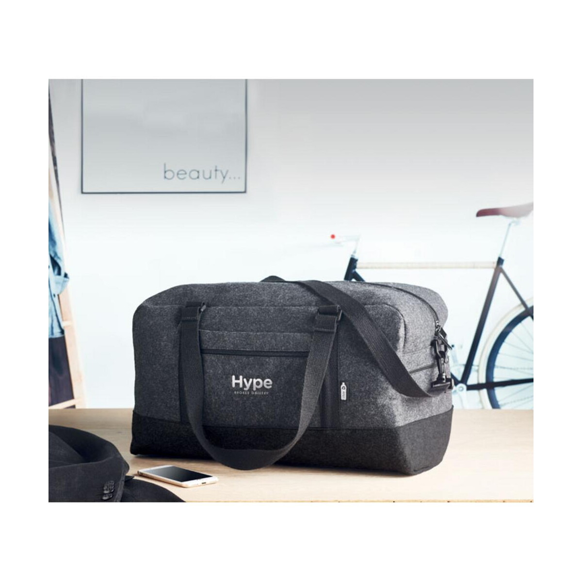 Torby sportowe z logo – torba weekendowa z filcu rpet indico bag mo6457-15-print Torba weekendowa z filcu RPET INDICO BAG mo6457-15-print
