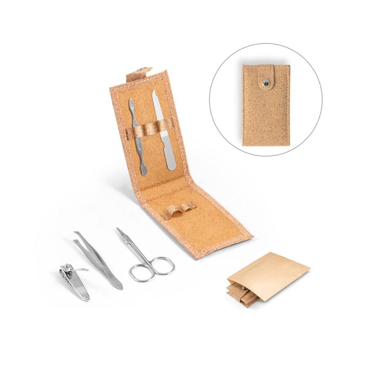ZENA. Zestaw do manicure z korka z elementami ze stali nierdzewnej 94897_set